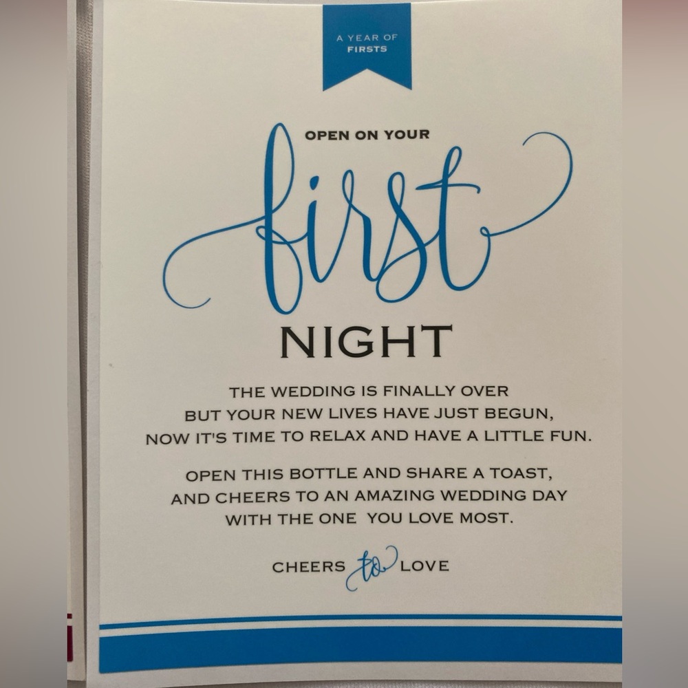 Adhesive Wine Bottle Labels Newlyweds Year Of Firsts Waterproof Peel And Stick 5 - Picture 4 of 8